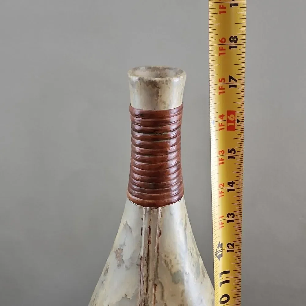 Pier 1 Cream and Brown Ceramic Decorative Vase